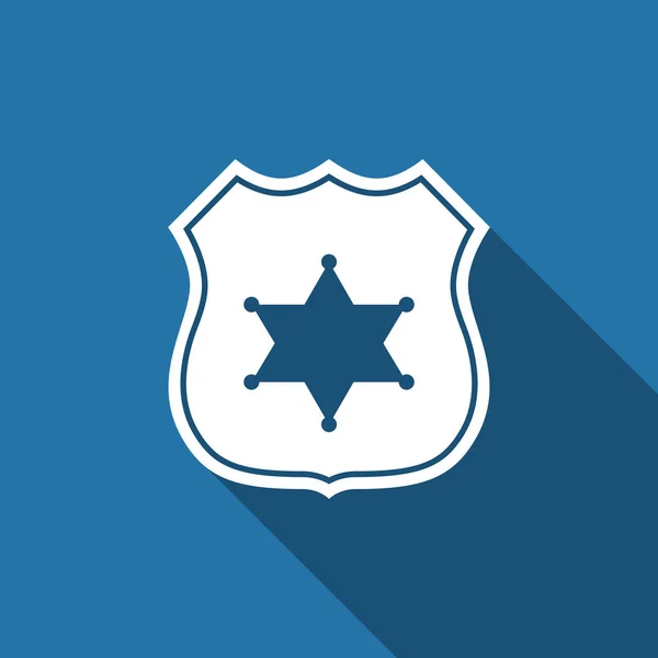 Polisen badge flat ikonen med långa skugga. Vektorillustration — Stock vektor