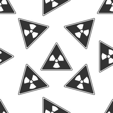 Bir radyasyon sembol simge Dikişsiz desen beyaz arka plan üzerinde üçgen işaretiyle. Vektör çizim