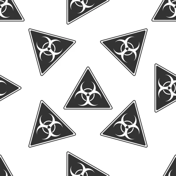 Driehoekje bordje met een Biohazard teken pictogram naadloze patroon op witte achtergrond. Vectorillustratie — Stockvector
