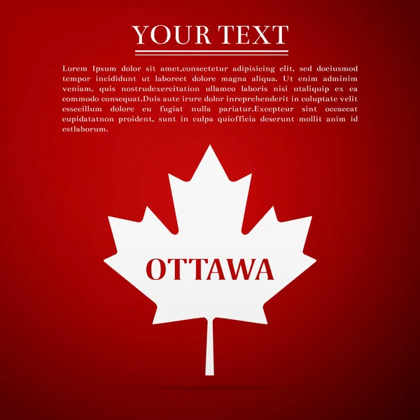 Kanada akçaağaç yaprağı ile şehir adı Ottawa — Stok Vektör