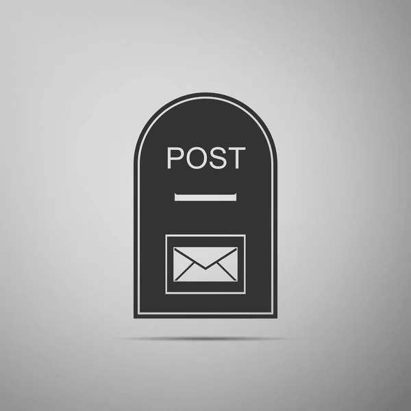 Icona casella di posta. Casella postale icona piatta su sfondo grigio. Illustrazione vettoriale — Vettoriale Stock