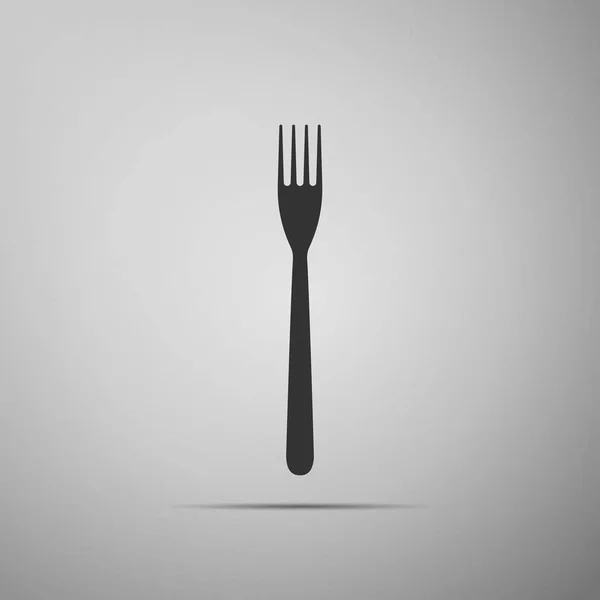 Fork ícone plano no fundo cinza. Ilustração vetorial — Vetor de Stock