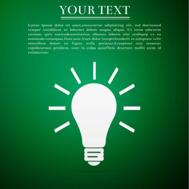 Ampul yeşil arka plan düz simgesi. Vektör çizim