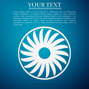 Havalandırma işareti simgesi. Vantilatör simgesi mavi arka plan düz simgesi. Vektör çizim