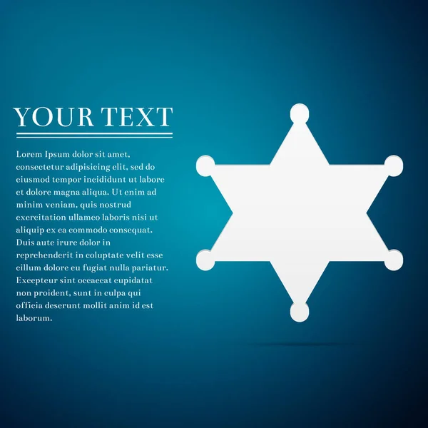 Hexagramm-Sheriffsternabzeichen flaches Symbol auf blauem Hintergrund. Vektorillustration — Stockvektor