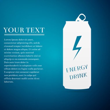 Enerji içecek mavi arka plan düz simgesi. Vektör çizim