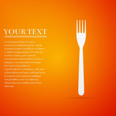 Çatal düz simgesi turuncu zemin üzerine. Vektör çizim