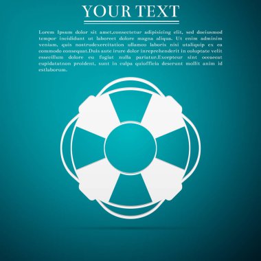 Lifebuoy mavi arka plan düz simgesi. Yeleğini sembolü. Vektör çizim