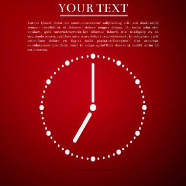 Saat düz simgesi üzerinde kırmızı bir arka plan. Vektör çizim