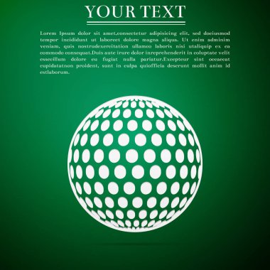 Golf topu yeşil arka plan düz simgesi. Vektör çizim