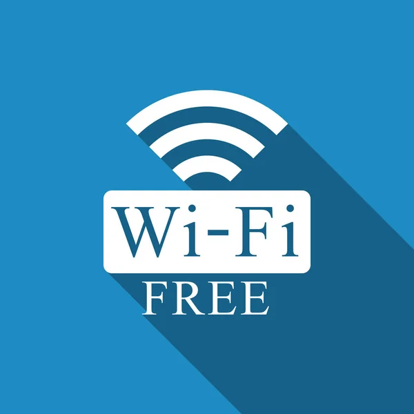 Безкоштовна значок Wi-Fi ізольована з довгою тінь. Символ Wi-Fi. Піктограма бездротової мережі. Зона Wi-Fi. Плоский дизайн. Векторна ілюстрація — стоковий вектор