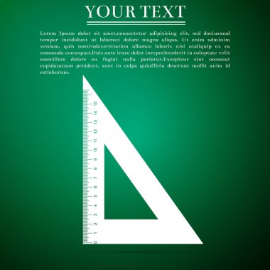 Yeşilaycı sembolü. Cetvel simgesi üzerinde yeşil arka plan izole. Düz tasarım. Vektör çizim