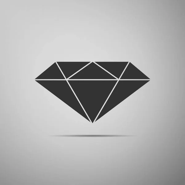 Diamant-Zeichen-Symbol isoliert auf grauem Hintergrund. Schmucksymbol. Edelstein. flache Bauweise. Vektorillustration — Stockvektor