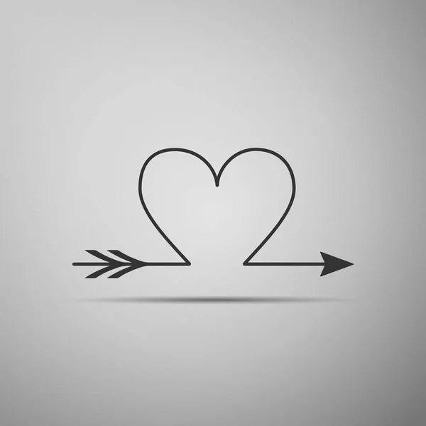 Coração de seta Cupido, Dia dos Namorados cartões ícone elemento isolado no fundo cinza. Design plano. Ilustração vetorial — Vetor de Stock