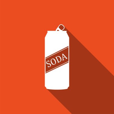 Soda ile uzun gölge izole simgesi olabilir. Düz tasarım. Vektör çizim