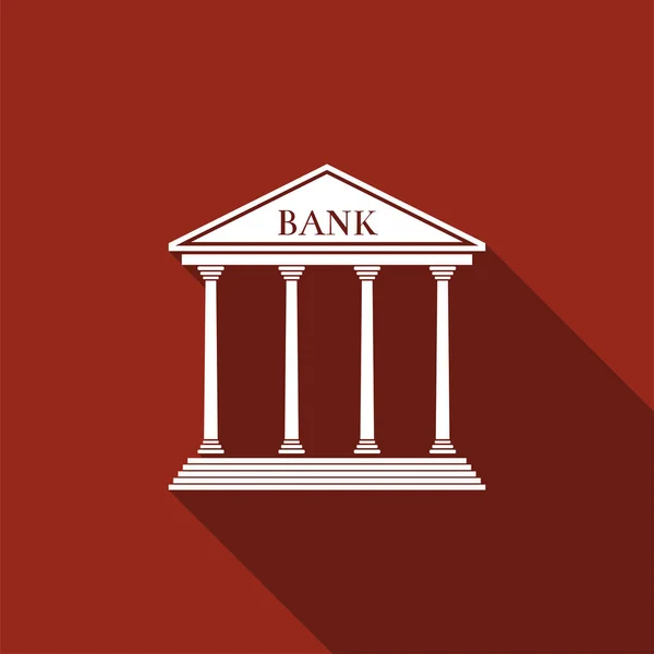 Ícone de construção de banco isolado com sombra longa. Design plano. Ilustração vetorial — Vetor de Stock