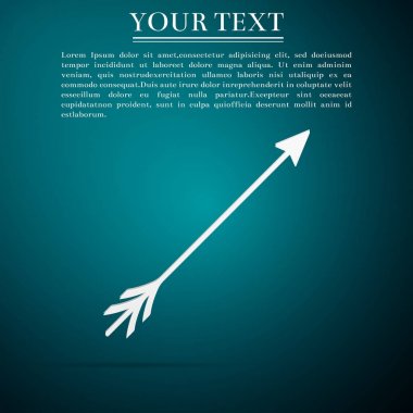 Hipster ok simgesi üzerinde mavi arka plan izole. Düz tasarım. Vektör çizim