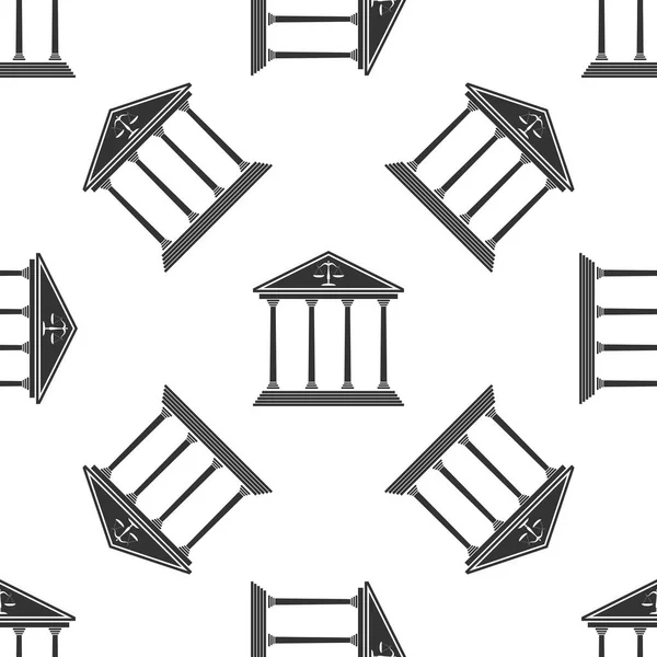 Ícone do tribunal padrão sem costura no fundo branco. Design plano. Ilustração vetorial — Vetor de Stock