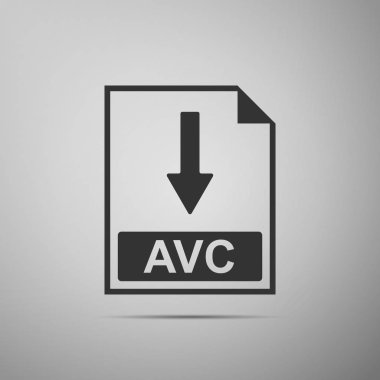 AVC dosya belge simgesi. Gri arka plan üzerinde izole Avc düğme simgesini indirin. Düz tasarım. Vektör çizim