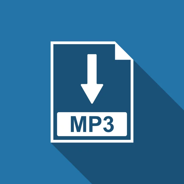 Icono de documento de archivo MP3. Descargar icono de botón MP3 aislado con sombra larga. Diseño plano. Ilustración vectorial — Vector de stock