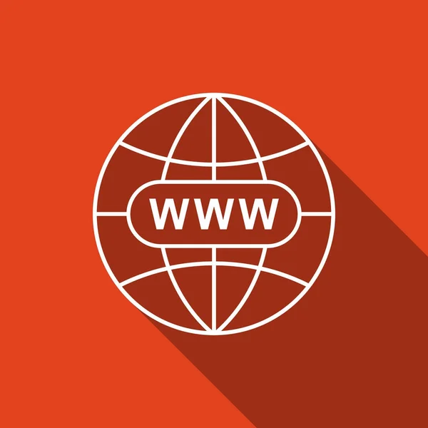 Go To Web ikon elszigetelt és hosszú árnyéka. Www ikonra. Weboldal piktogram. World wide web szimbólum. Internet szimbólum a weboldal tervezés, logo, app, Ui. Lapos kivitel. Vektoros illusztráció — Stock Vector