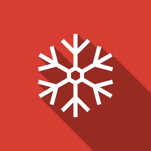 Icono de copo de nieve aislado con sombra larga. Diseño plano. Ilustración vectorial — Vector de stock