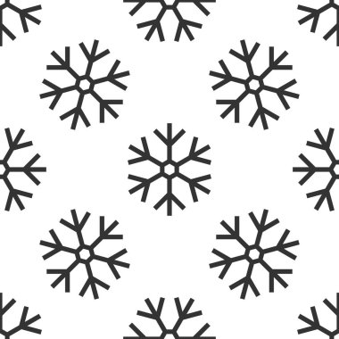 Beyaz arka plan üzerinde kar tanesi simgesi seamless modeli. Düz tasarım. Vektör çizim