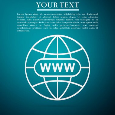 Gitmek için Web simgesi üzerinde mavi arka plan izole. Www simgesi. Web sitesi piktogram. World wide web simgesi. Web sitesi tasarımı, logo, app, UI Internet simgesi. Düz tasarım. Vektör çizim