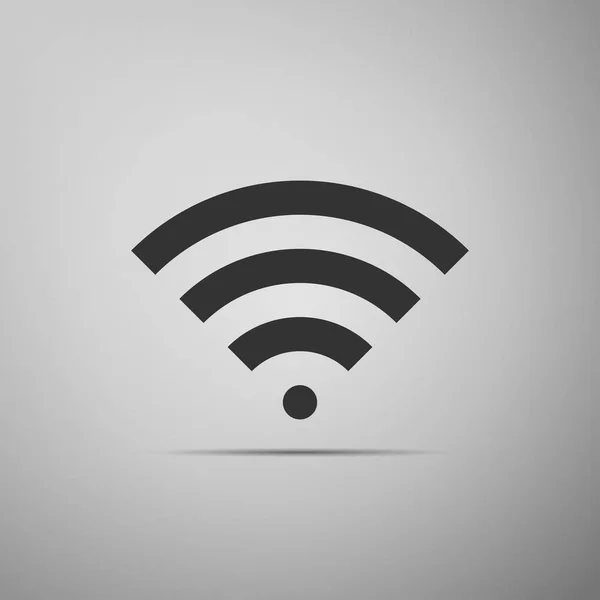 Wi-Fi netwerk plat symboolpictogram op grijze achtergrond. Platte ontwerp. Vectorillustratie — Stockvector