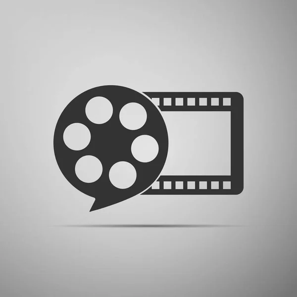 Filmspule und spielen Video-Film-Ikone isoliert auf grauem Hintergrund. flache Bauweise. Vektorillustration — Stockvektor