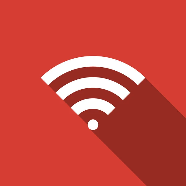 WiFi inalámbrico símbolo de la red de Internet icono plano con sombra larga. Diseño plano. Ilustración vectorial — Vector de stock