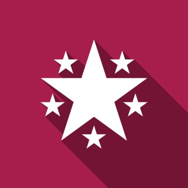 Yıldız simgesi ile uzun gölge izole. En sevdiğim, en iyi puan, Ödülü sembolü. Düz tasarım. Vektör çizim