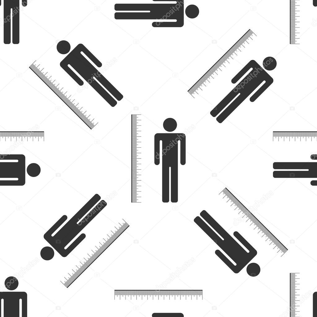 Measuring height body icon seamless pattern on white background. Flat design. Vector Illustration