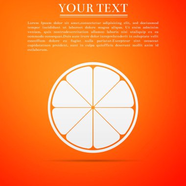 Turuncu bir kesim. Narenciye meyve simgesi turuncu zemin üzerine izole. Sağlıklı bir yaşam tarzı. Düz tasarım. Vektör çizim