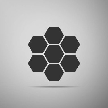 Petek gri arka plan üzerinde izole işareti simgesi. Tatlım hücreleri sembolü. Tatlı doğal gıda. Düz tasarım. Vektör çizim