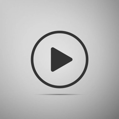 Gri arka plan üzerinde izole simgesi oynamak. Düz tasarım. Vektör çizim