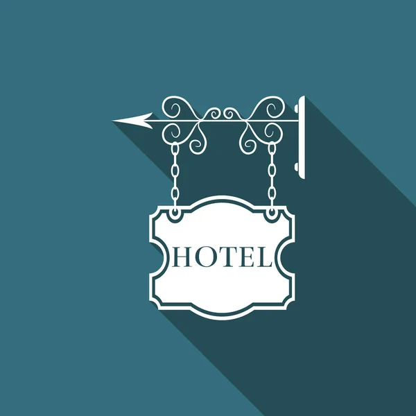 Icono de signo de hotel aislado con sombra larga. Diseño plano. Ilustración vectorial — Archivo Imágenes Vectoriales