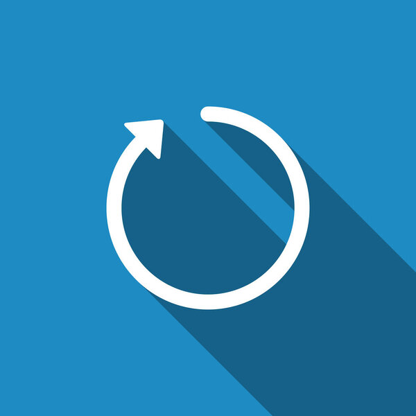Refresh icon isolated with long shadow. Flat design. Vector Illustration