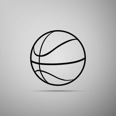 Basketbol topu simgesi gri arka plan üzerinde izole. Spor sembolü. Düz tasarım. Vektör çizim