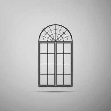Gri arka plan üzerinde izole pencere simgesi. Düz tasarım. Vektör çizim
