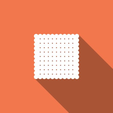 Tanımlama bilgisi simgesi ile uzun gölge izole. Pasta söyle. Bisküvi sembolü. Düz tasarım. Vektör çizim