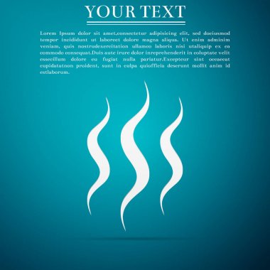 Buhar simgesi üzerinde mavi arka plan izole. Düz tasarım. Vektör çizim