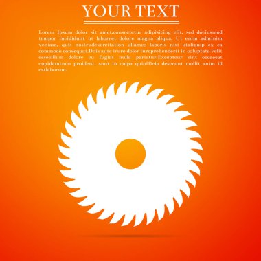 Daire testere bıçak simgesi turuncu zemin üzerine izole. Tekerlek gördüm. Düz tasarım. Vektör çizim