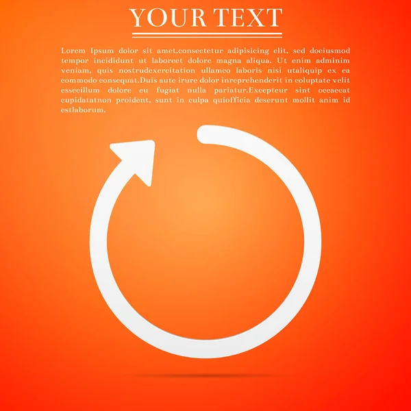 Vernieuwen pictogram geïsoleerd op een oranje achtergrond. Platte ontwerp. Vectorillustratie — Stockvector
