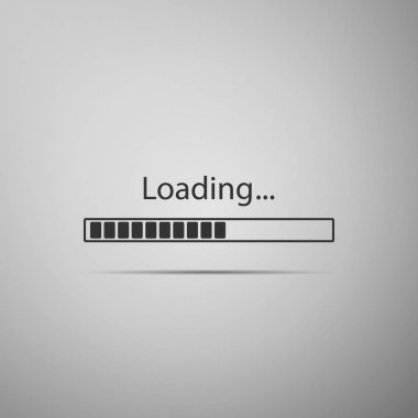 Gri arka plan üzerinde izole simgesi yükleniyor. İlerleme çubuğu simgesi. Düz tasarım. Vektör çizim