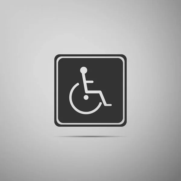 Ícone de handicap desativado isolado em fundo cinza. Sinal de deficiente em cadeira de rodas. Design plano. Ilustração vetorial — Vetor de Stock