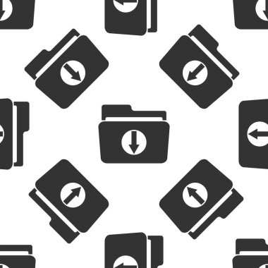 Klasör simgesi Dikişsiz desen beyaz arka plan üzerinde okla indirin. Düz tasarım. Vektör çizim