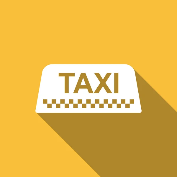 Taxi auto dak teken pictogram geïsoleerd met lange schaduw. Platte ontwerp. Vectorillustratie — Stockvector