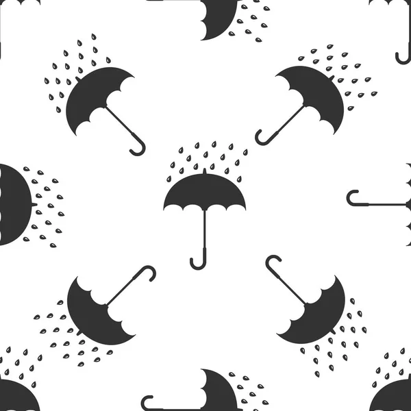 Parapluie et gouttes de pluie icône motif sans couture sur fond blanc. Design plat. Illustration vectorielle — Image vectorielle