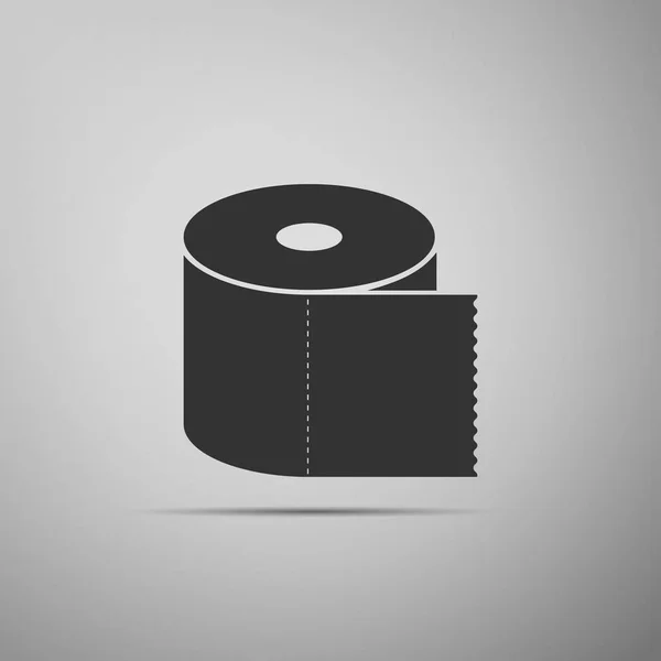 Ícone de rolo de papel higiênico isolado no fundo cinza. Design plano. Ilustração vetorial — Vetor de Stock